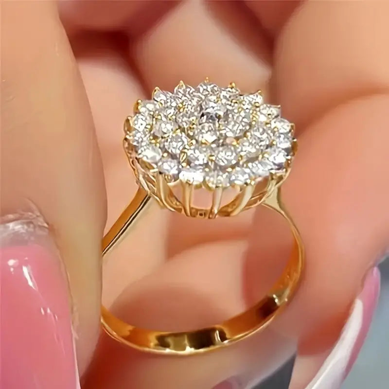 Elegant Luxurious zirconia Lotus Seed Shaped Flower Cluster Ring, Romantic Wedding High Jewelry, Perfect Anniversary Gift