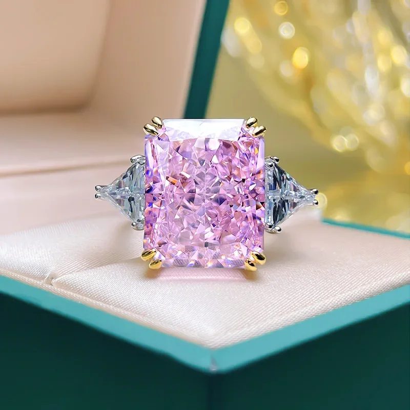 Pink Crystal Elegant Luxury Ring for Women with Synthetic Gem, Daily and Party Wear Engagement Ring,