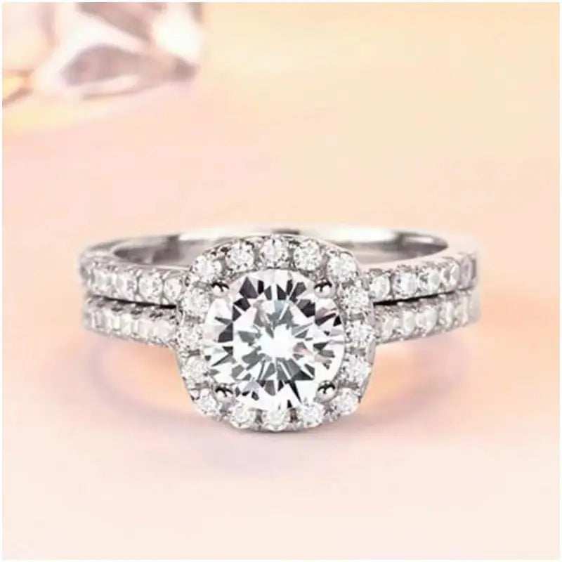 2pcs Fashion Shiny Silvery Alloy Ring, Inlaid Imitation Cubic Zirconia Decorative Cover Ring, Suitable For Men And Women Daily Wear