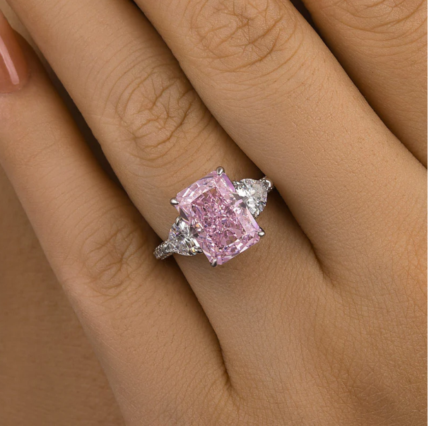 Pink Crystal Elegant Luxury Ring for Women with Synthetic Gem, Daily and Party Wear Engagement Ring,