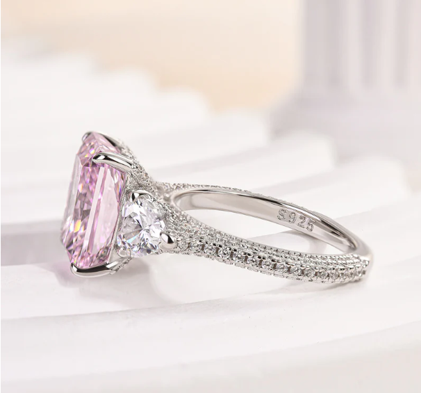 Pink Crystal Elegant Luxury Ring for Women with Synthetic Gem, Daily and Party Wear Engagement Ring,