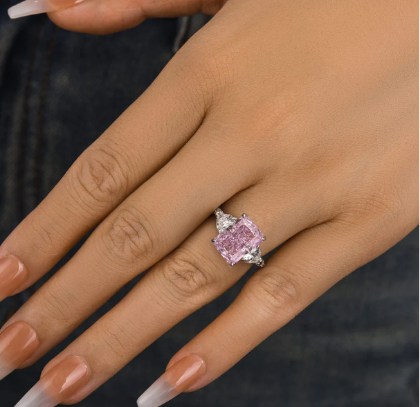 Pink Crystal Elegant Luxury Ring for Women with Synthetic Gem, Daily and Party Wear Engagement Ring,