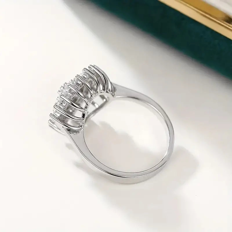 Elegant Luxurious zirconia Lotus Seed Shaped Flower Cluster Ring, Romantic Wedding High Jewelry, Perfect Anniversary Gift