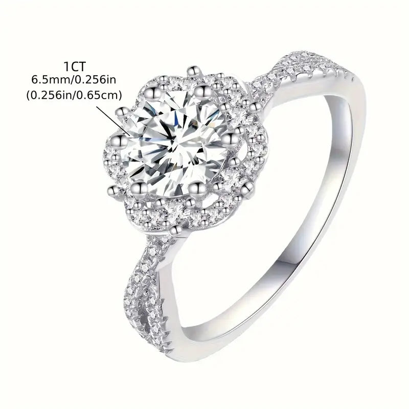 zirconia Flower Ring Monochrome Exquisite Finger Ring Luxury Style Wedding Engagement Ring Jewelry For Women