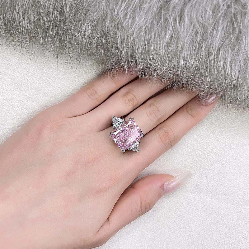 Pink Crystal Elegant Luxury Ring for Women with Synthetic Gem, Daily and Party Wear Engagement Ring,