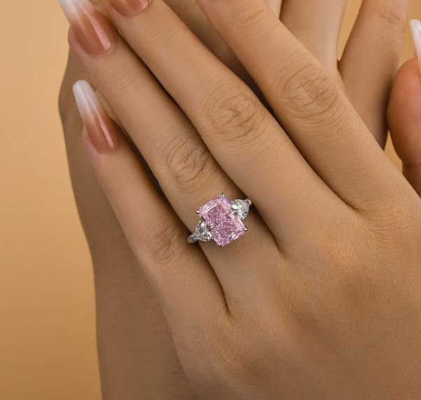 Pink Crystal Elegant Luxury Ring for Women with Synthetic Gem, Daily and Party Wear Engagement Ring,