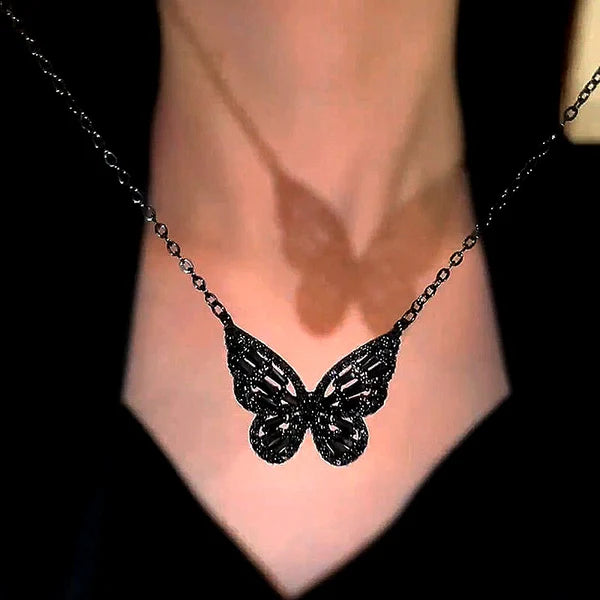 Dark Butterfly Black zircon necklace