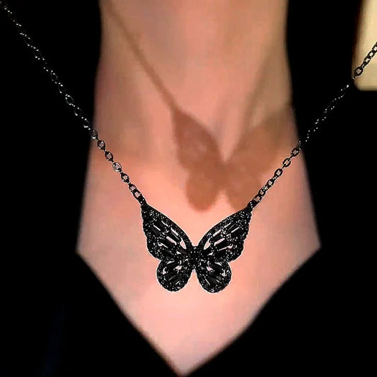 Dark Butterfly Black zircon necklace