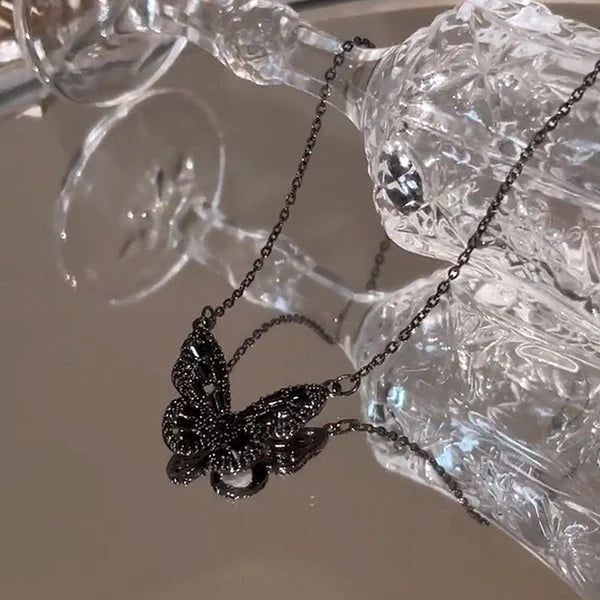 Dark Butterfly Black zircon necklace