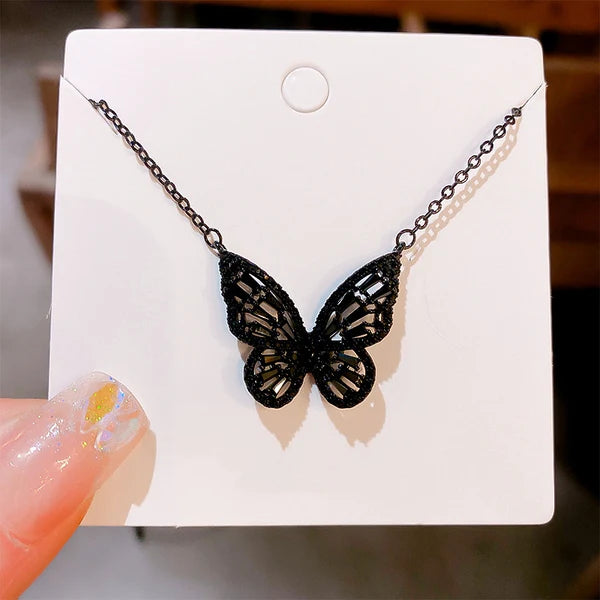 Dark Butterfly Black zircon necklace