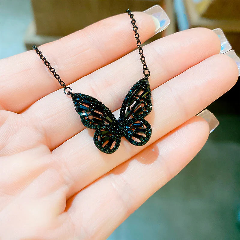 Dark Butterfly Black zircon necklace