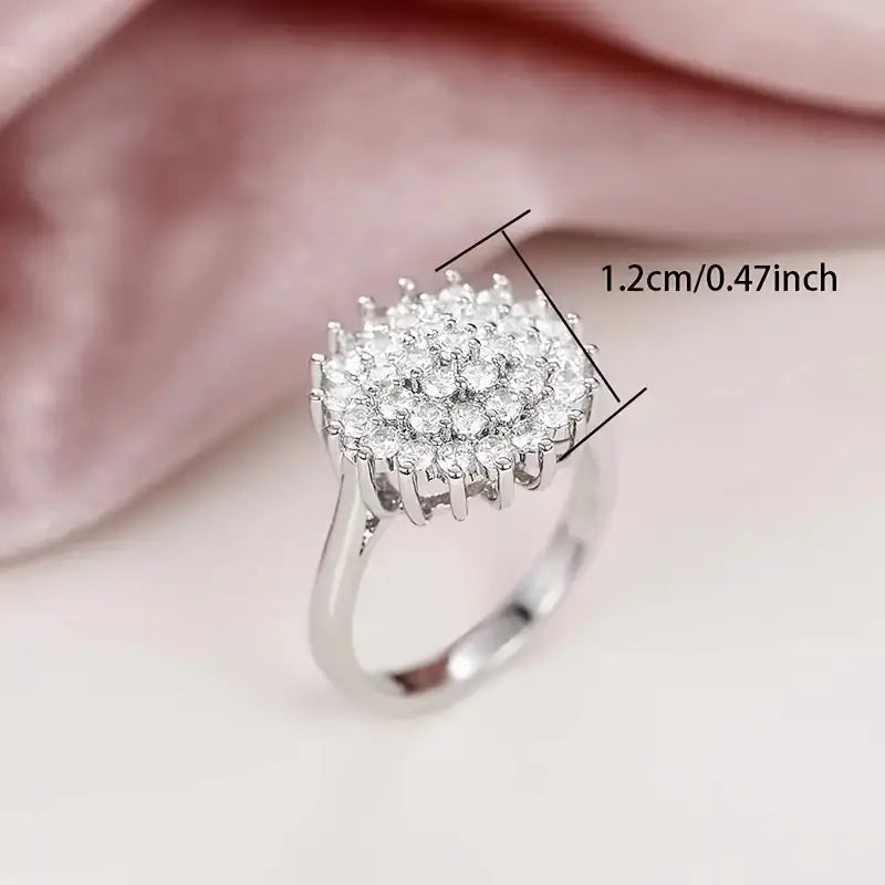 Elegant Luxurious zirconia Lotus Seed Shaped Flower Cluster Ring, Romantic Wedding High Jewelry, Perfect Anniversary Gift